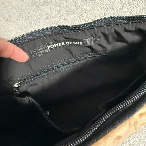 Athleta All About Shearling Large Cosmetic Bag, Brown - Picture 3 of 4